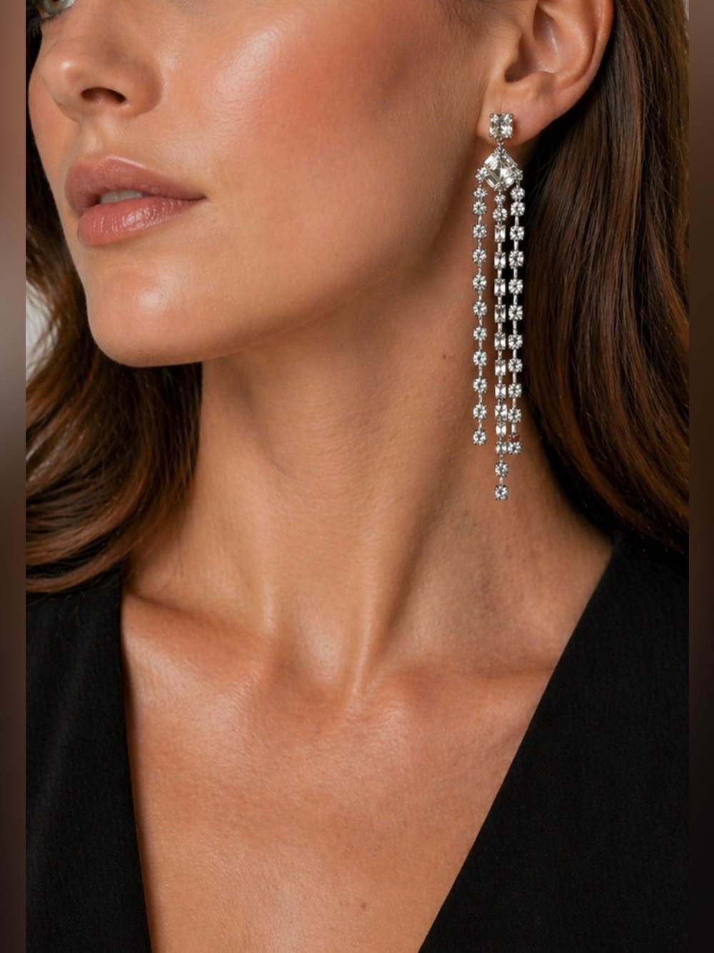 NWT Kate Spade ♠️ Shimmy Fringe Earrings /cubic zirconia